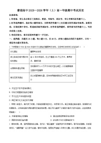 河南省平顶山市2025-2026学年高一上学期期中考试历史试题（Word版附解析）
