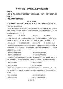 四川省泸州市泸县第五中学2025-2026学年高一上学期第三学月月考历史试题含答案