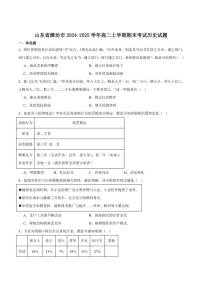 2024-2025学年山东省潍坊市高二上学期期末考试历史试卷（有答案）