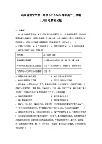 2025-2026学年山东省济宁市第一中学高二上学期1月月考历史试卷