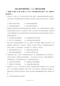 2024-2025学年深圳市高二(上)期末历史试卷含答案