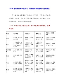 2026年高考历史一轮复习：高考重点考点梳理+备考建议 讲义