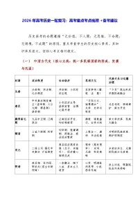 2026年高考历史一轮复习：高考重点考点梳理+备考建议 讲义