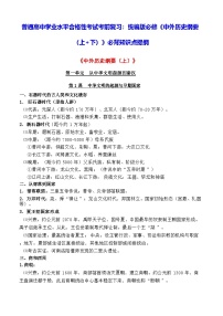 普通高中学业水平合格性考试考前复习：统编版必修《中外历史纲要（上+下）》必背知识点提纲 讲义