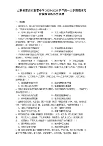 2025—2026学年度山东省泰安市新泰中学高一上学期期末考前模拟训练历史试题（含答案及解析）