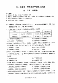 浙江省杭州市2026学年第一学期高二年级期末学业水平测试历史试题（含答案）