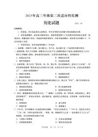 山东省青岛市2025年高三年级下学期第三次适应性检测（青岛三模）历史试卷（含答案）