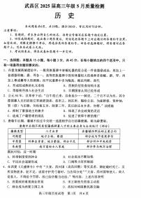 湖北省武昌区2025届高三年级下学期5月质量检测历史试卷（含答案）