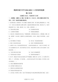 湖南株洲市南方中学2025-2026学年高三下学期2月阶段性检测历史试题