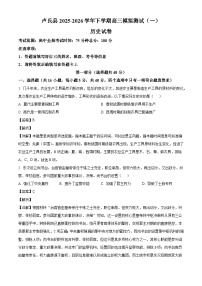 2026届河南三门峡市卢氏县高三下学期模拟测试历史试题（含答案）（一）（解析版）