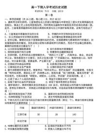 2025-2026学年四川省南充市嘉陵一中高一下学期入学考试历史试题（含答案）