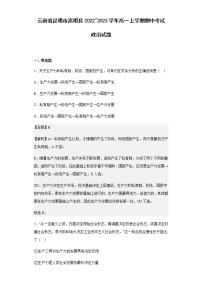 2022-2023学年云南省昆明市嵩明县高一上学期期中考试政治试题含解析