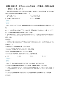 安徽省芜湖市第一中学2022-2023学年高一上学期期中考试政治试卷（Word版附解析）