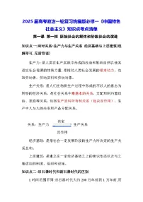 2025届高考政治一轮复习统编版必修一《中国特色社会主义》知识点考点清单