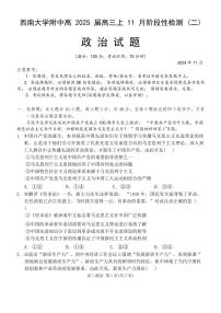 重庆市西南大学附中2025届上学期高三11月阶段性检测（二）-政治试题+答案