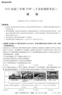河南省TOP二十名校2025届高三上学期调研考试（三）政治试卷（附参考答案）