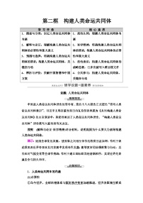 高中政治 (道德与法治)人教统编版选择性必修1 当代国际政治与经济构建人类命运共同体学案设计