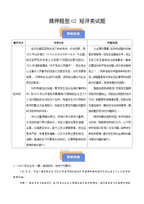 猜押题型02 短评类试题-2025年高考政治冲刺抢押秘籍（新高考通用）附答案解析