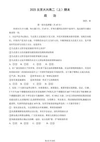 2025北京大兴高二上学期期末真题政治试卷（教师版）