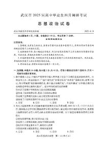 湖北省武汉市2025届高中毕业生四月调研考试政治试卷及参考答案含答题卡