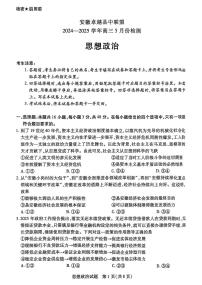 安徽卓越县中联盟2025届高三下学期5月检测-政治试题+答案