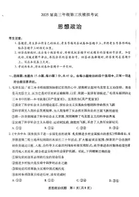 河南省安阳市2025届高三下学期三模试题 政治 PDF版含解析