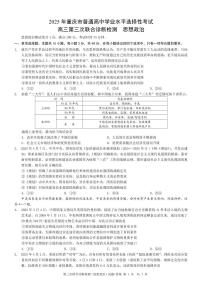 重庆市康德卷2025届高三高考模拟第三次诊断-政治试题+答案