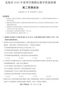 广西北海市2023-2024学年高二下学期期末教学质量检测政治试卷