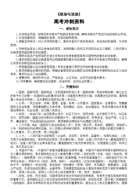 高中政治2025届高考必修3《政治与法治》冲刺资料（课标要求+关键知识+模拟练习）