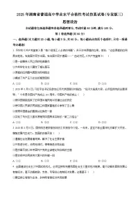 2025年湖南省普通高中学业水平合格性考试政治仿真试题（专家版本三）（高考模拟）