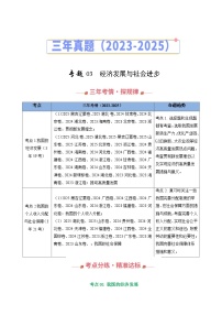 三年（2023-2025）高考政治真题分类汇编：专题03 经济发展与社会进步（全国通用）（原卷版）