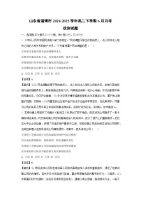 山东省淄博市2024-2025学年高二下学期6月月考政治政治试卷（解析版）