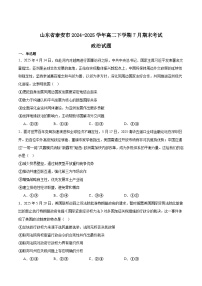 山东省泰安市2024-2025学年高二下学期7月期末考试政治试题（Word版附答案）