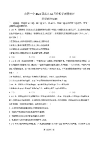 安徽省合肥市第一中学2026届高三上学期12月月考政治试卷（Word版附解析）