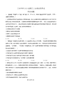 四川省绵阳市三台中学2026届高三上学期二诊适应性考试（第四次月考）政治试卷（Word版附解析）
