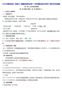 2026年高考政治一轮复习：统编版选择性必修1《当代国际政治与经济》知识点考点提纲 讲义
