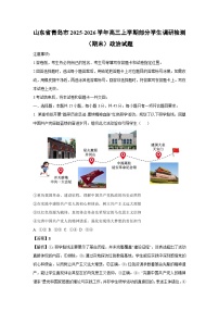 【政治】山东省青岛市2025-2026学年高三上学期部分学生调研检测（期末）试题（学生版+解析版）