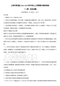 2024-2025学年上海市黄浦区高三上学期期末调研测试（一模）政治试卷（学生版）