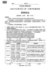 安徽省合肥市2026届高三上学期第一次教学质量检测（一模）政治试题（含答案）含答案解析