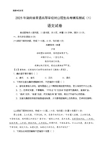 对口高考模拟卷（1）-【中职专用】2025年湖南省普通高等学校对口招生语文模拟测试卷