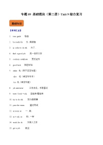 【寒假作业】中职英语 外研版 基础模块第二册  高二寒假提升专题 09  Unit 9 综合复习