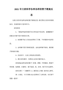 2021年大班科学各种各样的管子教案反思