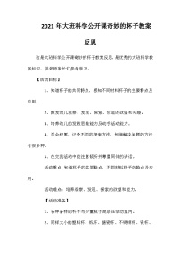 2021年大班科学公开课奇妙的杯子教案反思