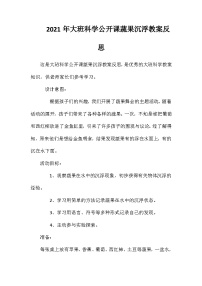 2021年大班科学公开课蔬果沉浮教案反思