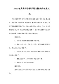 2021年大班科学影子是怎样来的教案反思