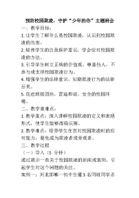 预防校园欺凌，守护“少年的你”主题班会教案