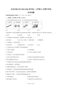 北京市房山区2025-2026学年高一上学期11月期中化学试题（含答案）