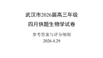武汉市2026届高三年级下学期四月供题（武汉四调）生物试题及答案含答题卡