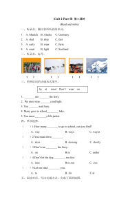 小学英语人教版 (PEP)六年级上册Unit 2 Ways to go to school Part B第三课时同步训练题